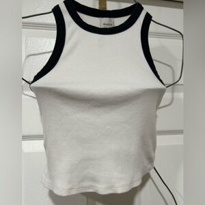 Maeve Black Trim White Tank Top